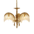 Brass Palm Leaf Crystal Chandelier