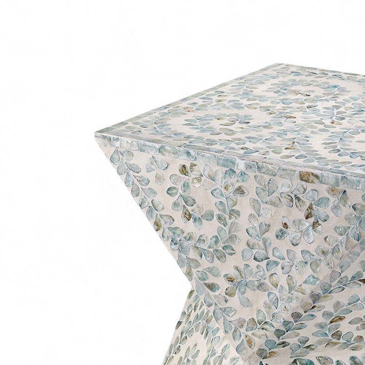 Geometric Shaped Ethnic Patterned Mother of Pearl Coffee Table - (W)16"(L)16" (H)20"