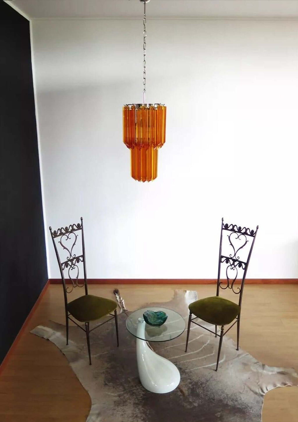 Murano Prisms Long Chandelier 12"