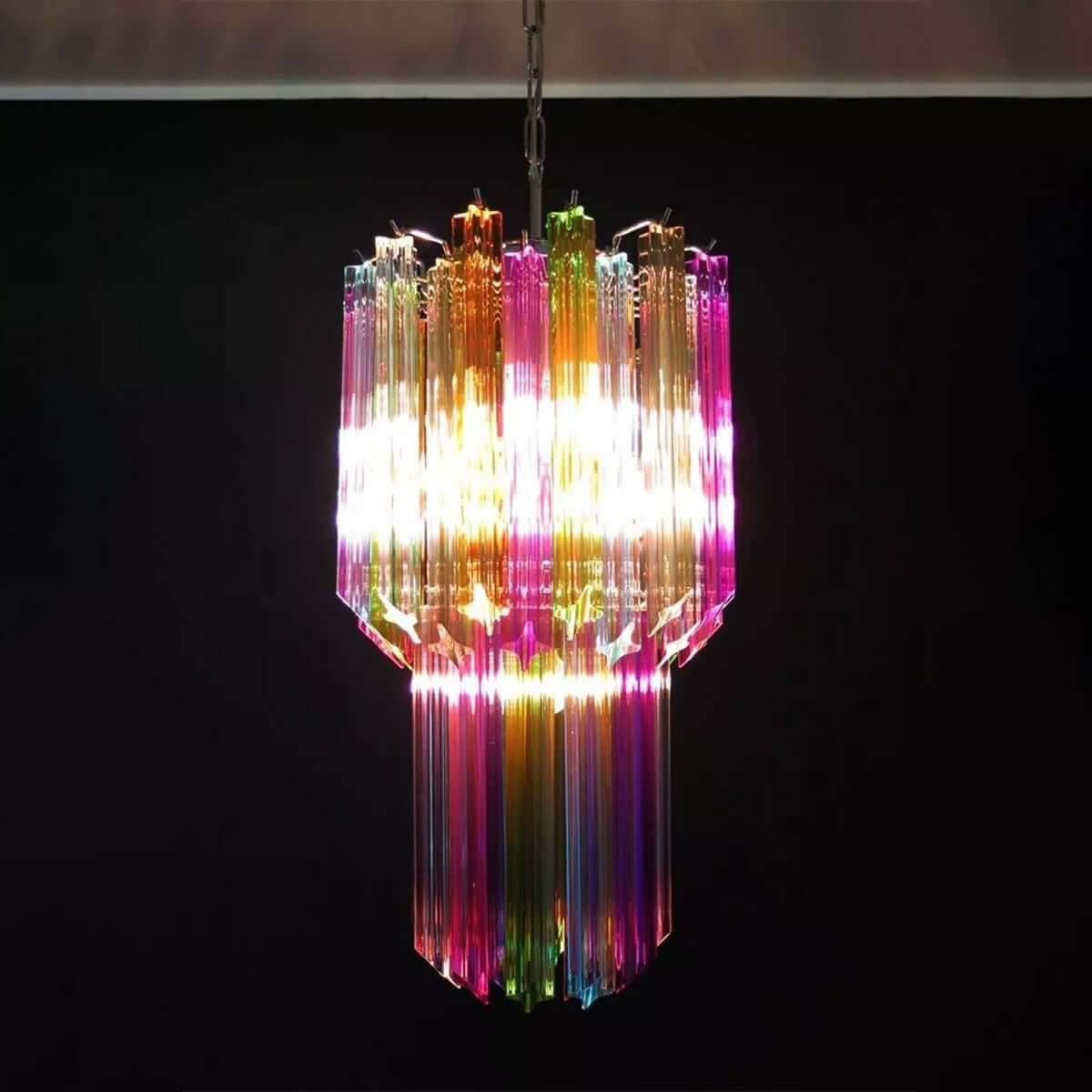 Murano Prisms Long Chandelier 12"