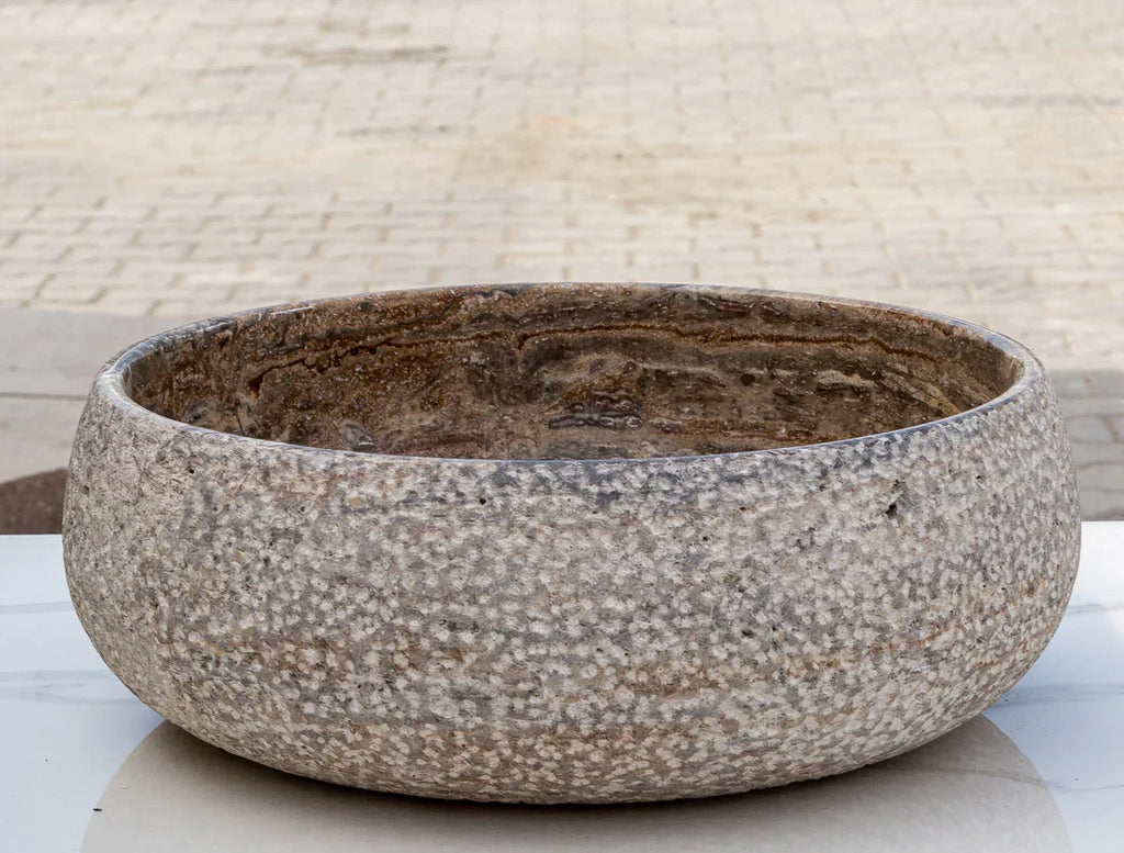 Valencia Travertine Above Vanity Bathroom Sink Rustic Sand-blasted (D)16" (H)6"-In Stock