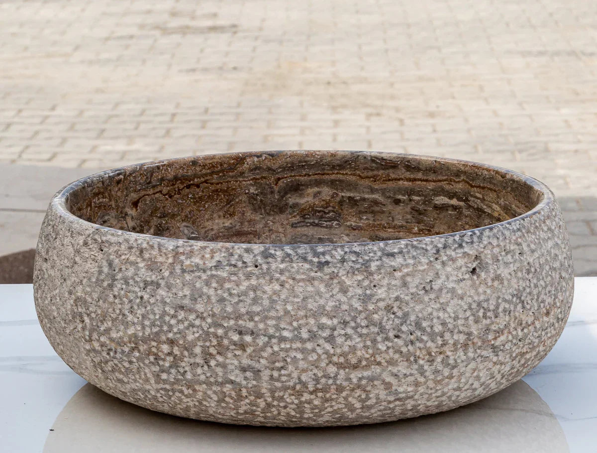 Valencia Travertine Above Vanity Bathroom Sink Rustic Sand-blasted (D)16" (H)6"-In Stock