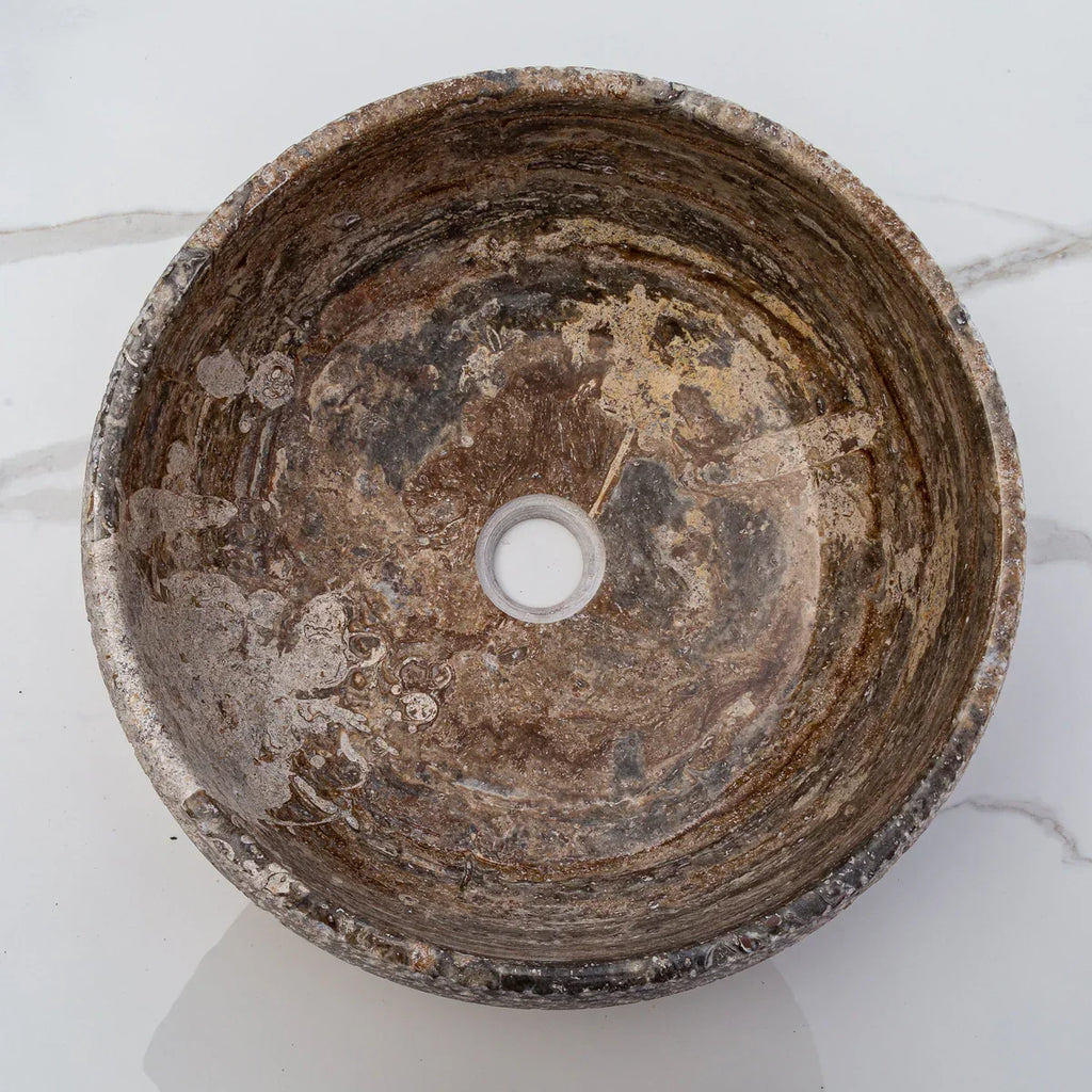 Valencia Travertine Above Vanity Bathroom Sink Rustic Sand-blasted (D)16" (H)6"-In Stock